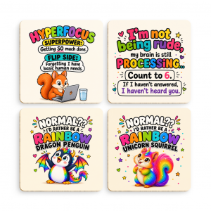 Pack of 4 Coasters Mammy Squirrel 4 Coaster Print Sheet