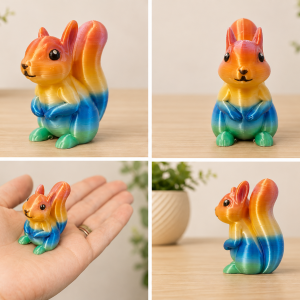 Little and big iridescent Side Quest Squirrels